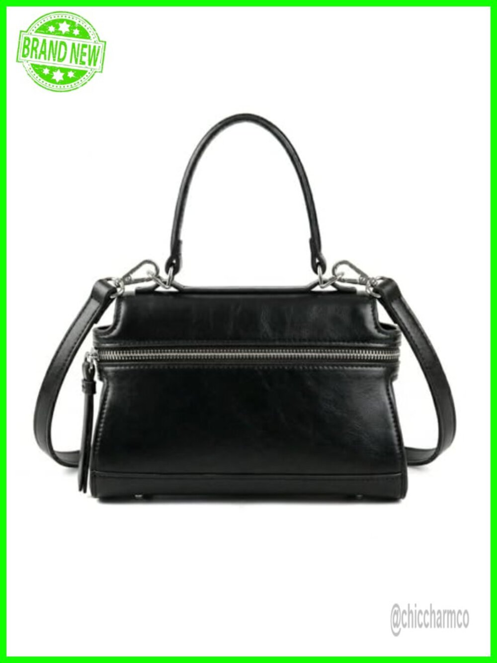 Small Vegan Leather Satchel Top Handle Crossbody Bag Structured Purse